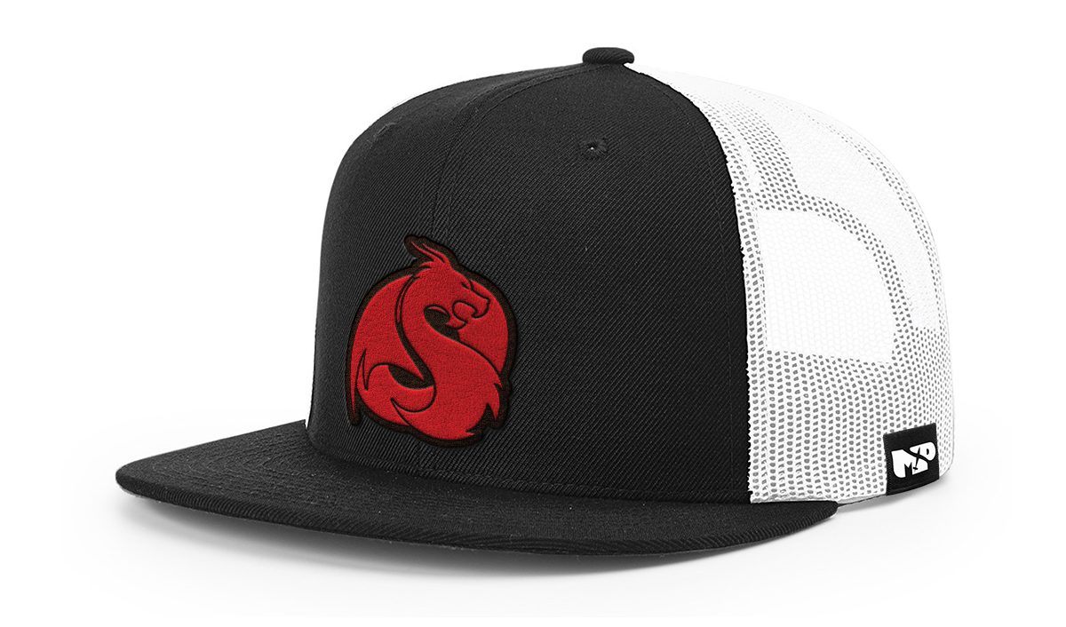 MP Draco Wool Blend Flat Bill Trucker Red Leather Patch