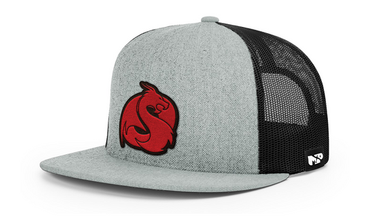 MP Draco Wool Blend Flat Bill Trucker Red Leather Patch