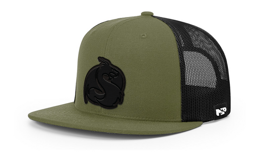 MP Draco Wool Blend Flat Bill Trucker Black Leather Patch